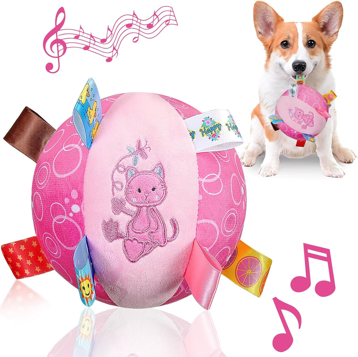Plush Tug-and-Squeak Dog Ball