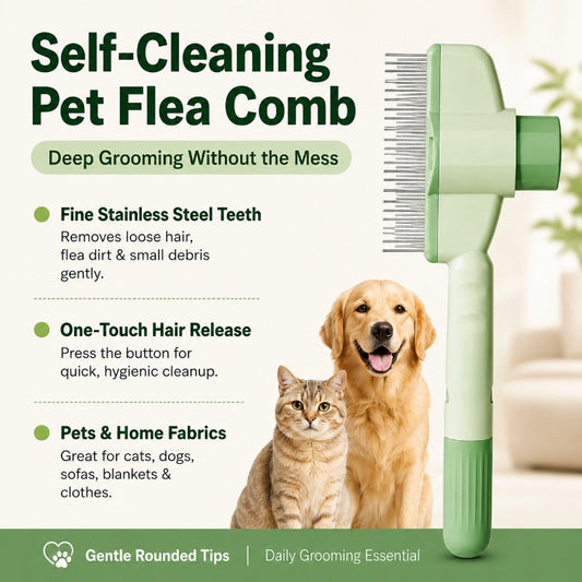 🔥Self-cleaning Pet Flea Comb Grooming Brush
